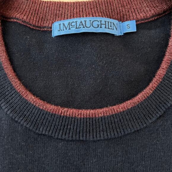 J McLaughlin Sweater Striped SZS Navy Multi Classic Preppy Long Sleeve - Picture 6 of 10